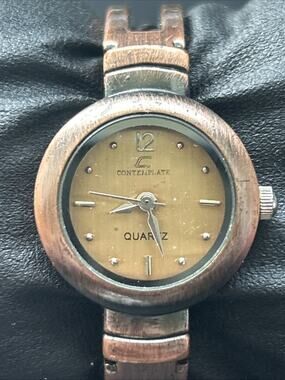 Contemplate Brown Dial Bronze Tone Case And Band Women’s Cuff Watch